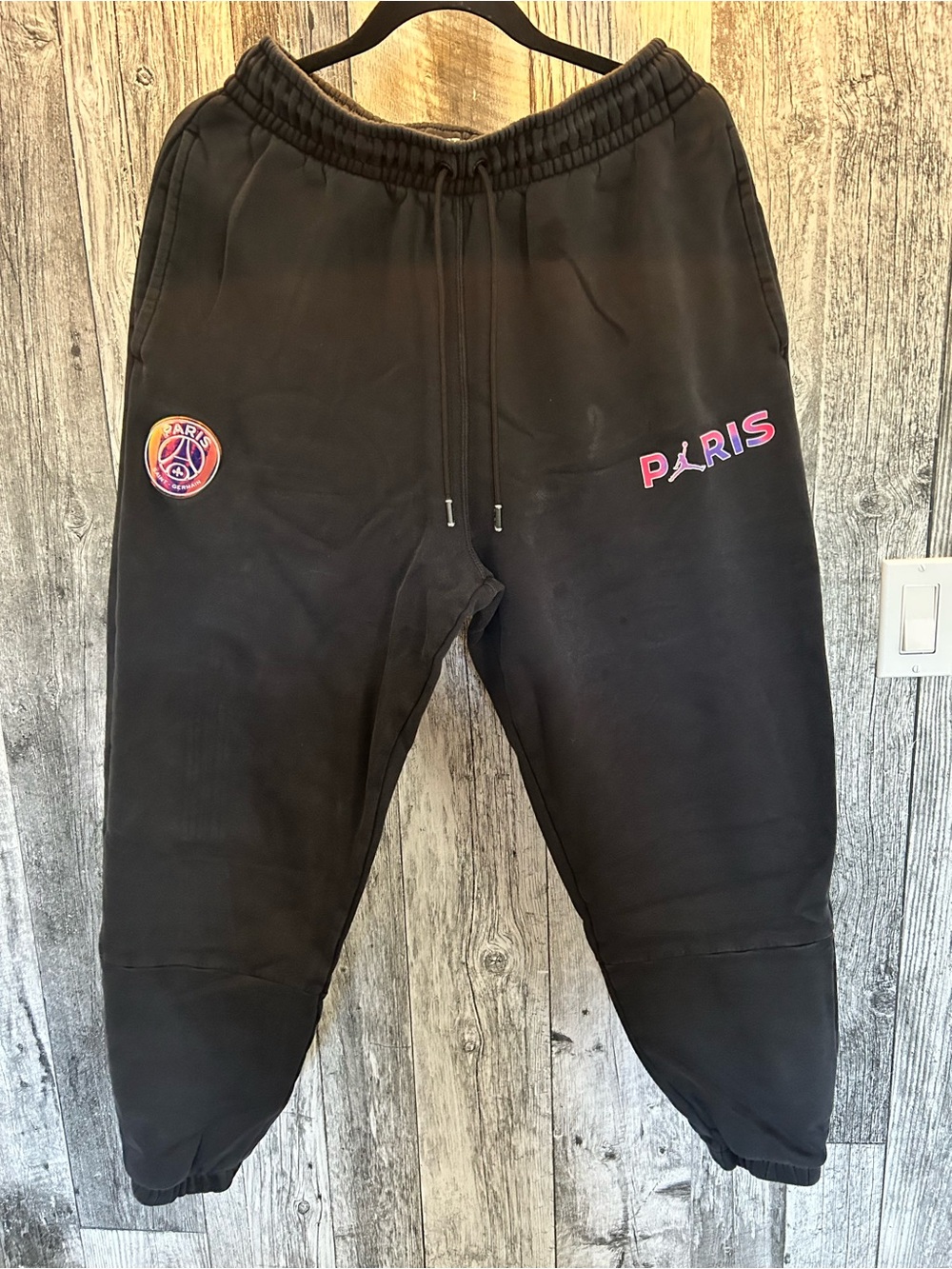 Jordan Kids Black Sweatpants with Pink Paris Logo